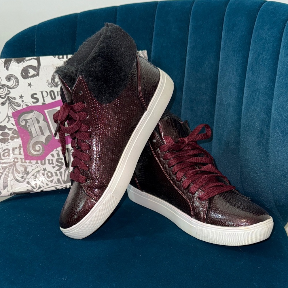 Brash Burgundy Textured Sneakers